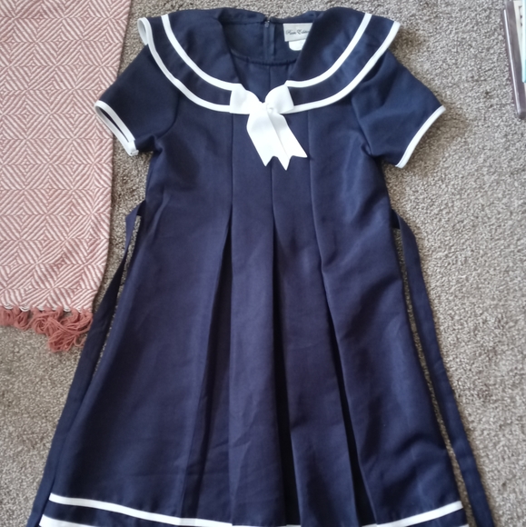 princess polly baby blue dress Size 6 1950s Sailor Dress - Navy Blue & Red Striped Cotton